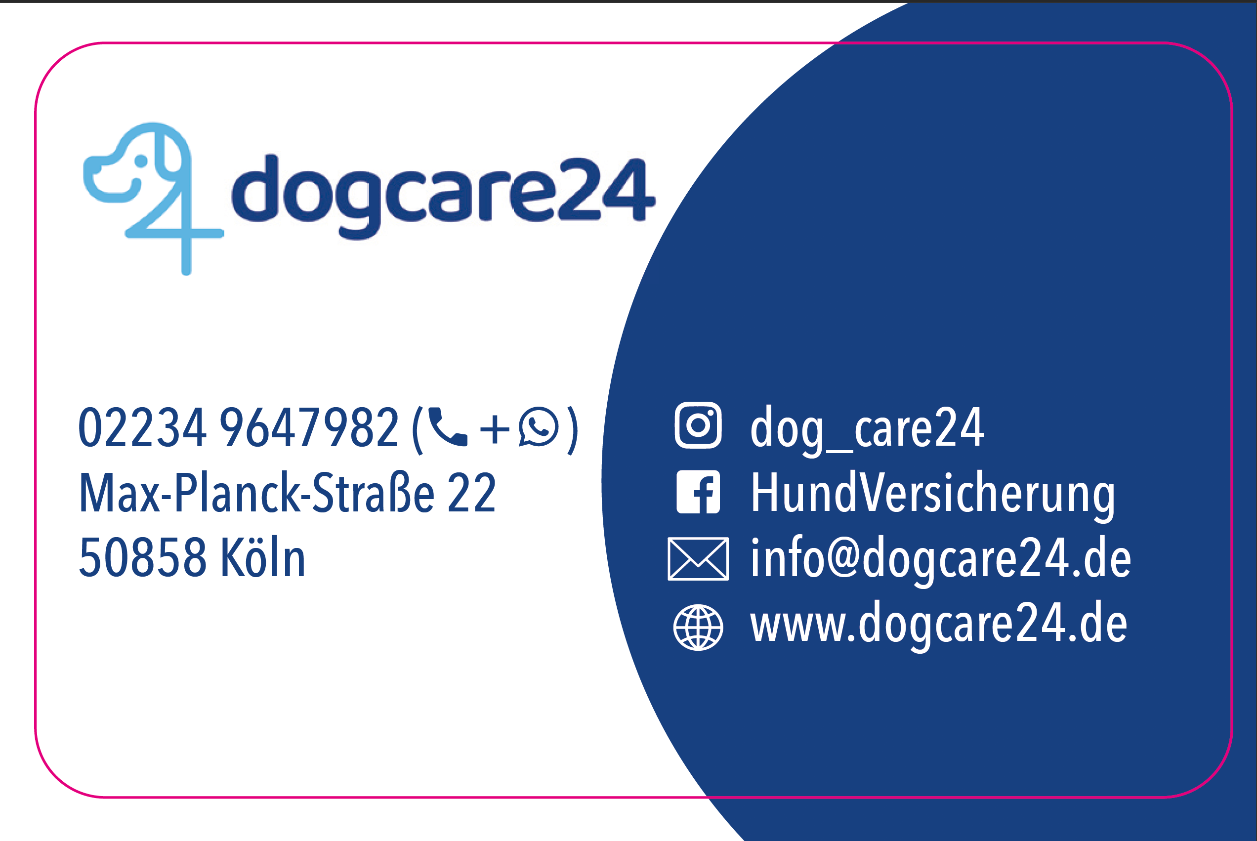 Visitenkarte von dogcare24 - Krankenversicherung für deinen Hund