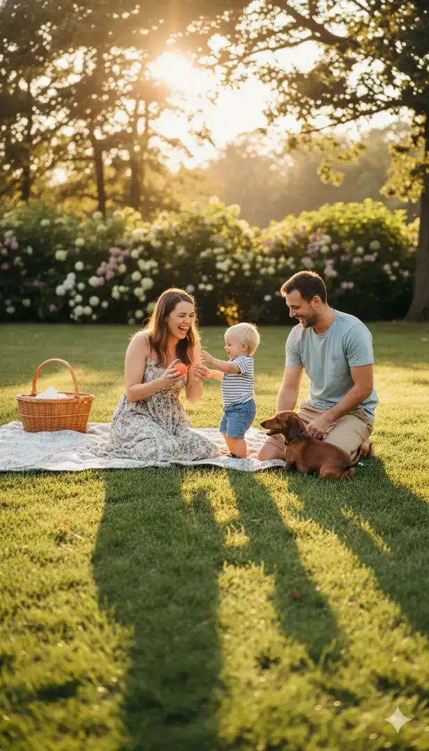 SuÌĂer Dackel mit Familie spielend Hundekrankenverscierhung fĂŒr Dackel