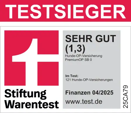 Hundekrankenversicherung Dogcare24 ist Testsieger OP-Versicherung Siegel
