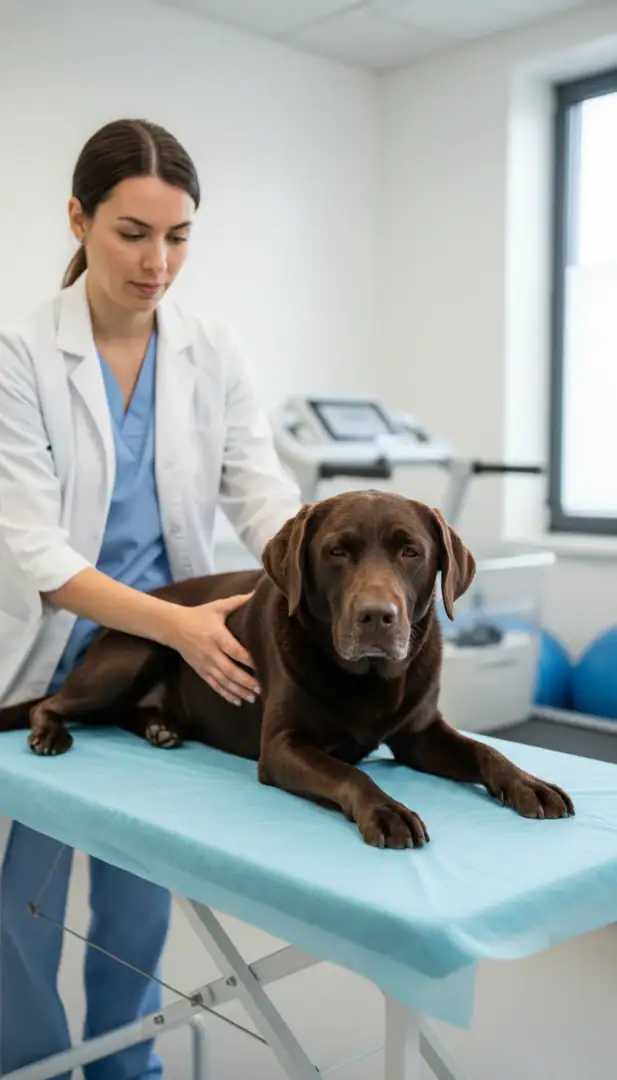 brauner labrador beim Tierarzt hundekrankenversicherung labrador